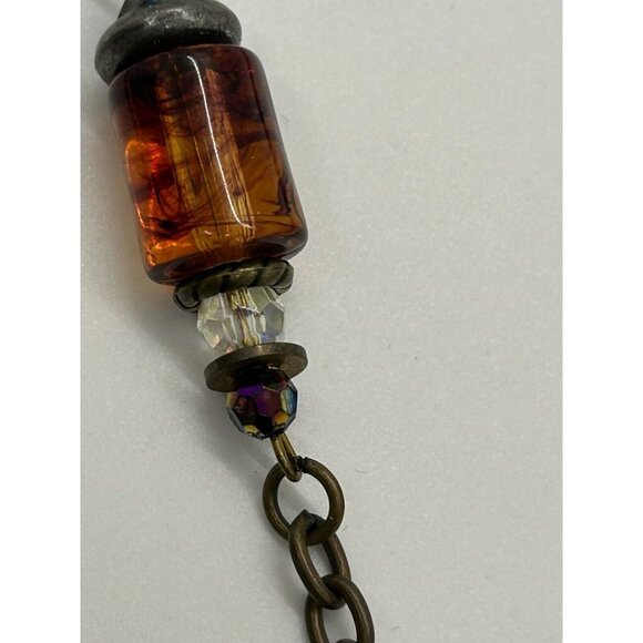 Moon & Stars Necklace Acrylic Steampunk Celestial Charm Gunmetal Chain BoHo Chic - Picture 13 of 16